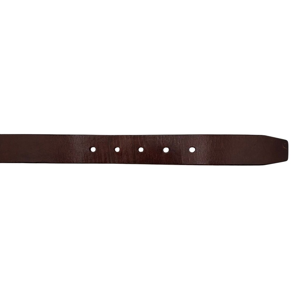 Polo Ralph Lauren Leather Belt Mens 38 Brown Square Silver Tone Buckle Pony - Picture 3 of 9